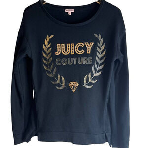 Vintage Y2K Juicy Couture Diamond Gold Glitter Hi Low Hem Sweatshirt Shirt